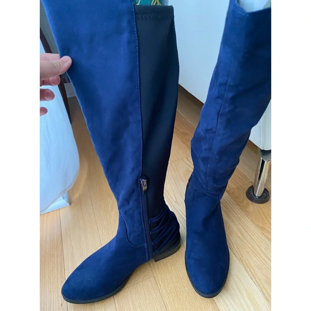 ❌SOLD❌NEW EXPRESSIONS blue suede knee high boots size 6 - Picture 7 of 7